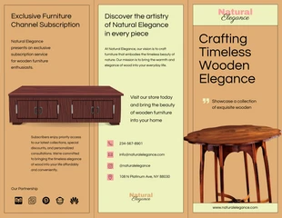 Free  Template: كتيب منتج الأثاث الخشبي باللون البني البرتقالي ثلاثي الطي