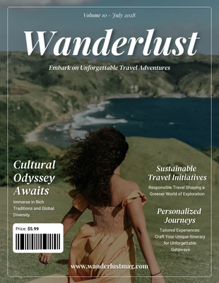 Free  Template: Capa clássica de revista de viagens azul e verde