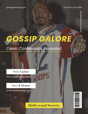 Free  Template: غلاف مجلة Gossip باللونين الأبيض والأصفر