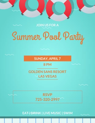 Swimming Pool Illustrative Summer Pool Party Invitation