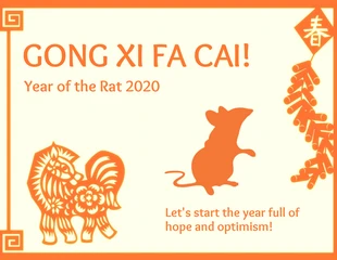 Free  Template: Carte orange du Nouvel An chinois
