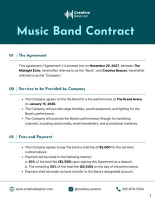 Free  Template: Music Band Contract Template