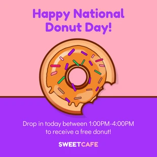 Free  Template: Post Instagram promotionnel de la journée nationale du donut