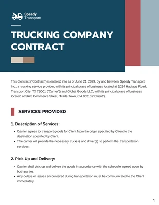 business  Template: Trucking Company Contract Template