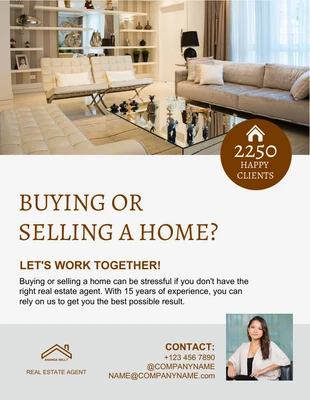 Free  Template: Hellgrauer Flyer zum Kaufen oder Verkaufen von Wohnungen