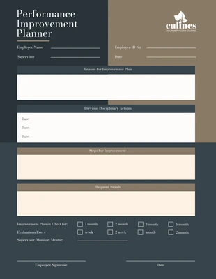 Free  Template: Dark Blue and Gold Performance Improvement Planner