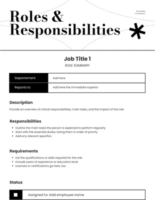 Free  Template: Sauberes minimalistisches monochromes Diagramm Rollen Verantwortung
