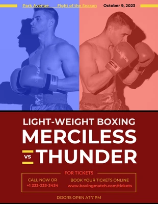 premium  Template: Red and Blue Boxing Poster