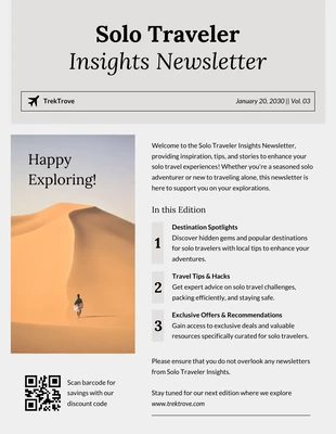 business  Template: Solo Traveler Insights Newsletter