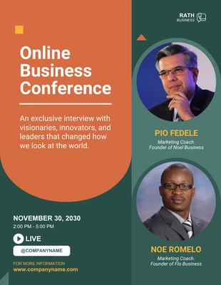 Free  Template: Green Modern Online Business Conference Event Flyer