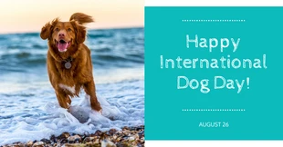Free  Template: Publicación de LinkedIn del día del perro verde azulado