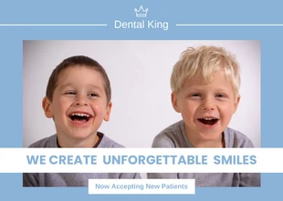 Free  Template: Postal azul claro de niño dentista