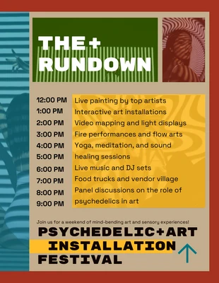 Free  Template: Psychedelic Art Festival Rundown Template