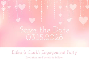 premium  Template: Pink Save the Date Engagement Invitation