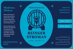 premium  Template: تسمية البيرة بسيطة باللون الأزرق الداكن
