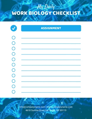 Free  Template: Blaue und weiße moderne professionelle Arbeitsbiologie Checkliste