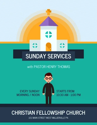 Free  Template: Folleto de evento de la iglesia Bright Sunday Services
