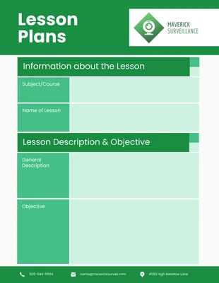 Free  Template: White and Green Simple Lesson Plans