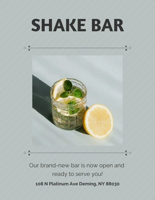 Free  Template: Silver Promotion New Bar Poster with Drinks Image Template