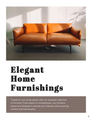 Free  Template: Catálogo de muebles minimalistas marrón blanco