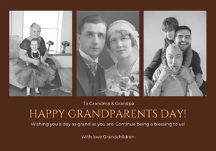 Free  Template: Dunkelbraune, minimalistische, klassische Glückwunschkarte zum Großelterntag