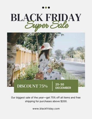 Free  Template: Affiche de super vente du vendredi noir élégant blanc et vert cassé