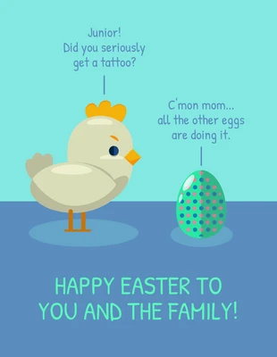 Free  Template: Biglietto divertente per le vacanze di Pasqua