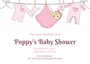 Free  Template: Rosa Baby Shower Einladung