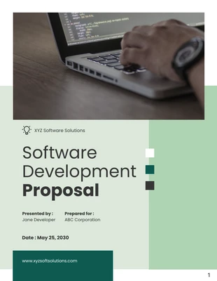 business  Template: Proposition de développement de logiciels verts minimalistes