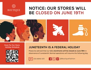 business  Template: Observing Juneteenth at Work: Holiday Closure Notice Flyer