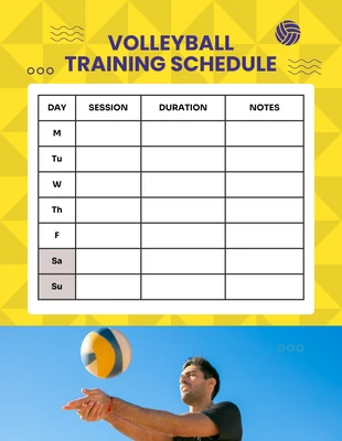 Free  Template: Yellow Modern Geometric Volleyball Training Schedule Template