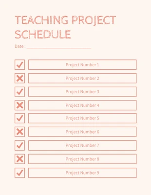 Free  Template: Crema Ligera Plantilla Simple de Calendario de Proyectos Docentes