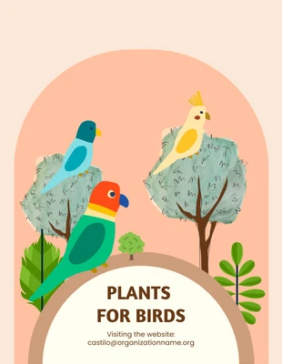 Free  Template: بسيطة الشوكولاته النباتات الطيور قالب ملصق