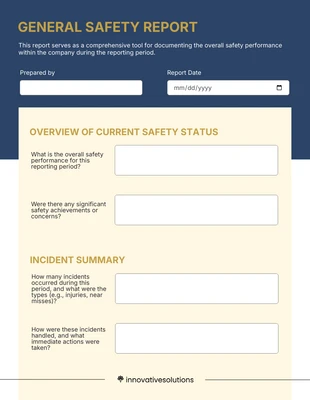 business interactive Template: General Safety Report Template