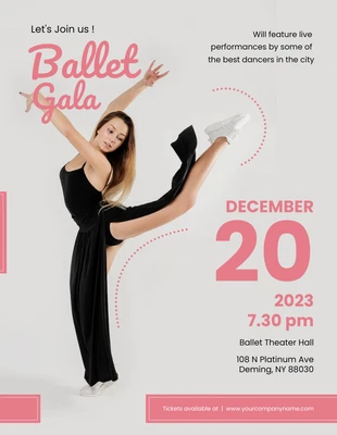 Free  Template: Pink grey ballet gala