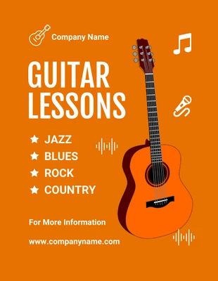 Free  Template: Orange Minimalist Illustration Guitar Lessons Flyer