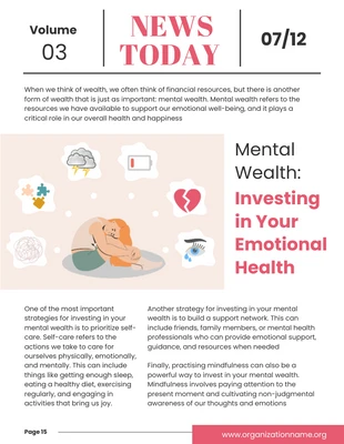 Free  Template: Pink Nude Mental Wealth Newsletter