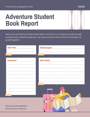 Free  Template: Adventure Student Book Report
