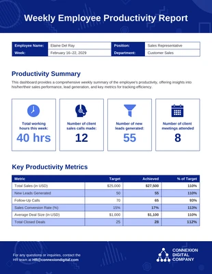 premium  Template: Modelo de Relatório de Produtividade de Funcionários