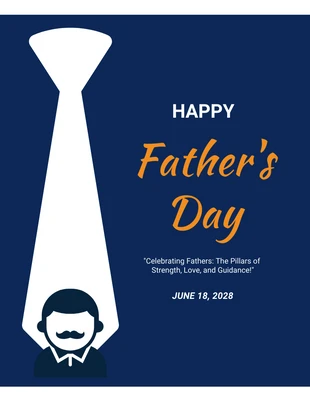 Free  Template: Navy And White Minimalist Happy Fathers Day Poster
