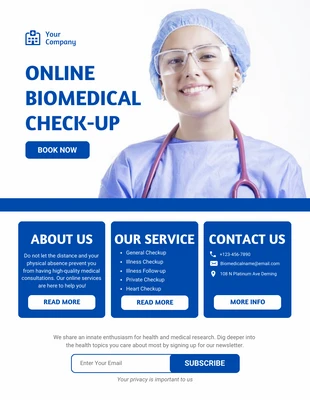Free  Template: Boletim informativo por e-mail do Clean Medical branco e azul