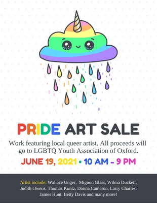 Free  Template: Simple Pride Art Sale Event Flyer