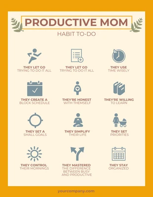 Free  Template: Modelo de tarefa do hábito da mãe de produtividade