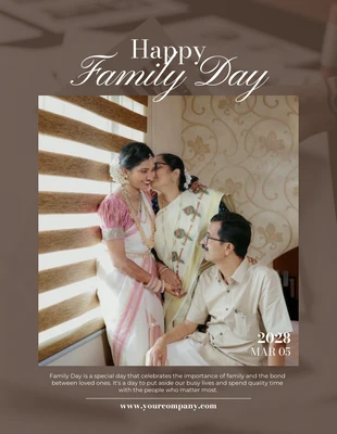 Free  Template: Modèle d'affiche de la Journée de la famille simple et brune