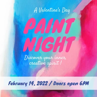 Free  Template: Paint Night Valentine's Day Event Instagram Banner
