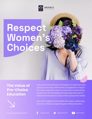 Free  Template: Affiche de la campagne Pro Choice en dégradé violet