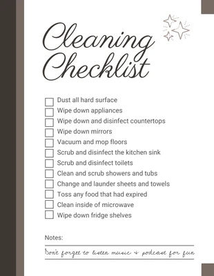 Free  Template: Brown MInimalist Cleaning Checklist