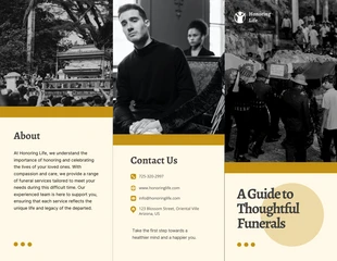 Free  Template: Simple Beige and Gold Funeral Service Tri-fold Brochure