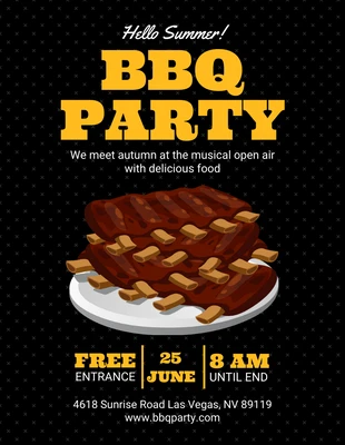 Free  Template: Schwarzer einfacher BBQ Party Flyer
