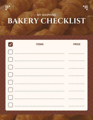 Free  Template: Lista de comprobación de la panadería Brown Modern Shopping